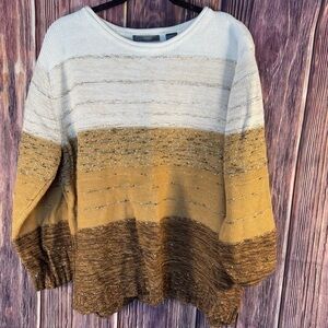Liz Claiborne Women's Sweater in Cream, Gold, and Brown Plus Size 3X